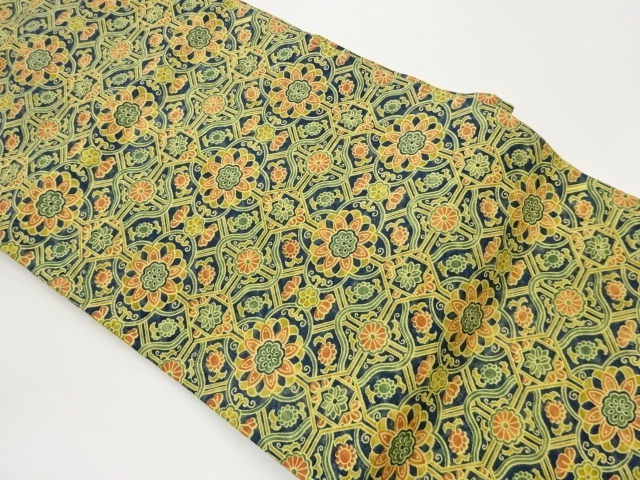 花葉・幾何学模様名古屋帯